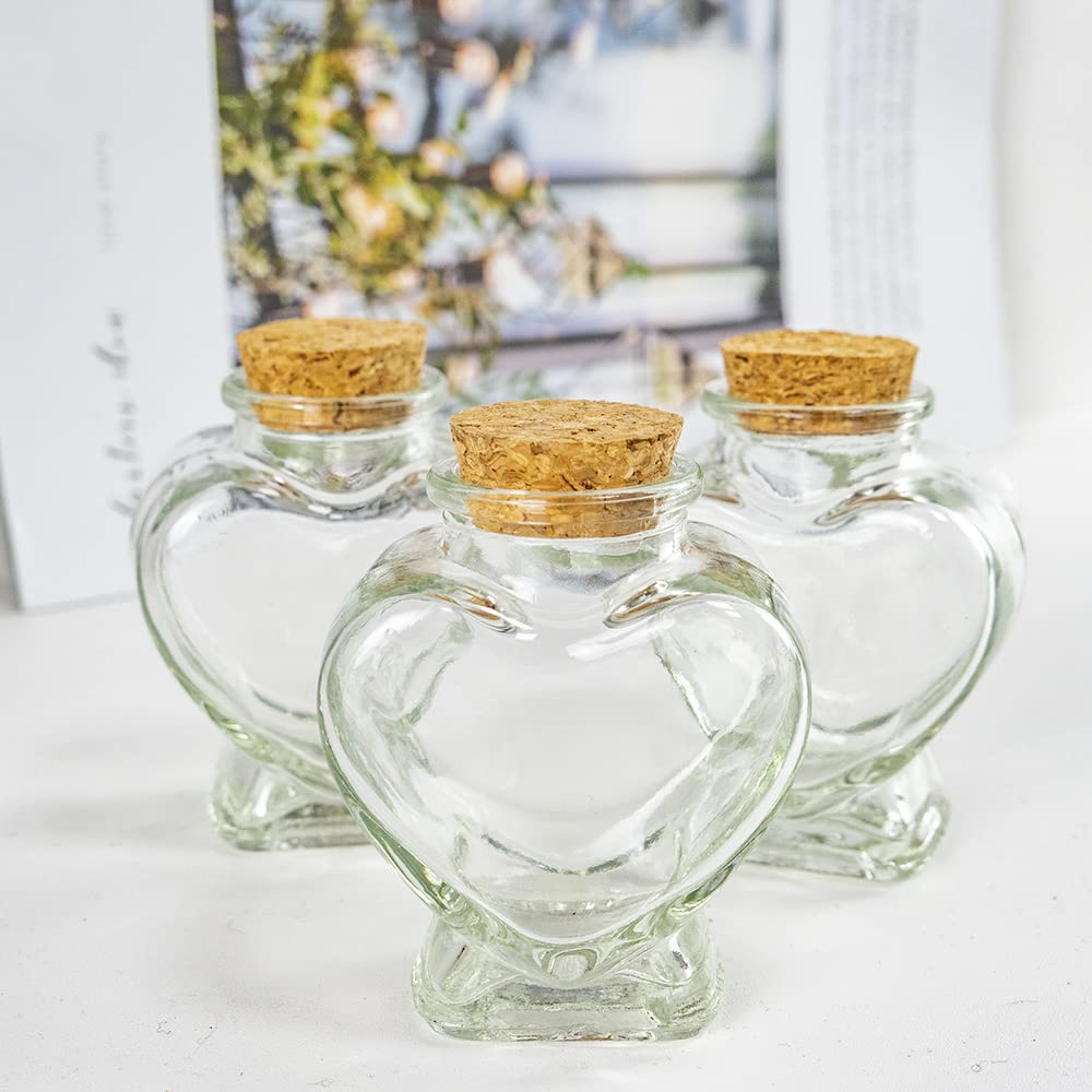 Amazon.co.jp: 80 mlコルク栓付き透明ハート型ガラス瓶,願望瓶、軟木栓